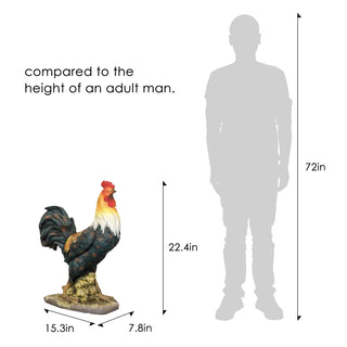 22.4-inch Concrete Rooster Garden Statue – Outdoor Yard Chicken Decoration