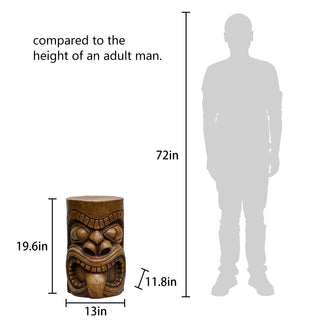 19.6-inch Tall Grande Tiki God Kanaloa Teeth Indoor Ornamental Outdoor Concrete Stool End Table