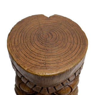 19.6-inch Tall Grande Tiki God Kanaloa Teeth Indoor Ornamental Outdoor Concrete Stool End Table