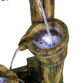 Garden Water Fountain Wood Gate