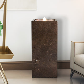 NatureFalls 23.6" Metal Indoor/Outdoor Fountain with Cutout Dandelion Design & LED Lights