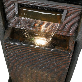 39" High Multi‑Tier Industrial Metal Patio Fountain