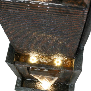 39" High Multi‑Tier Industrial Metal Patio Fountain