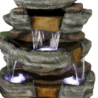 47.2-inch Tall Indoor/Outdoor 5-tier Symmetry Large Water Fountain with Pump & Cool White Light