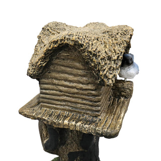 17.7" H Rustic Birdhouse Featuring Tree-Trunk Design, with a Decorative Bird