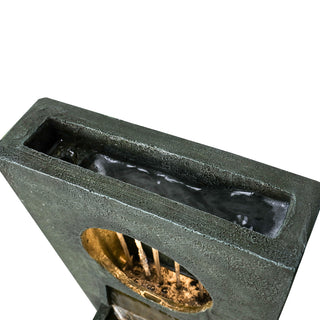 39.3-inch Tall Modern Outdoor Waterfall Fountain - Tall Indoor Relaxing Floor Fountain Outdoor with Light&Pump, Contemporary 4-Tier