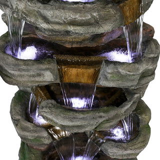 47.2-inch Tall Indoor/Outdoor 5-tier Symmetry Large Water Fountain with Pump & Cool White Light