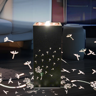 NatureFalls 23.6" Metal Indoor/Outdoor Fountain with Cutout Dandelion Design & LED Lights