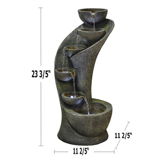 Westin Fountain 23.6''Outdoor 6 Tier Curved Water Fountain with Lights