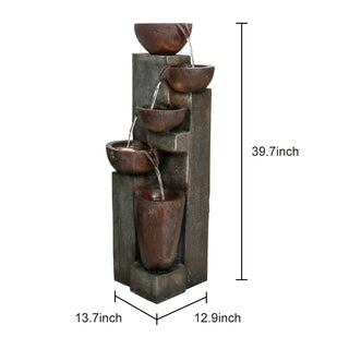 ZEN Flowing Fountain 39.7-inch Tall 5-Tier Modern Indoor/Outdoor Fountain