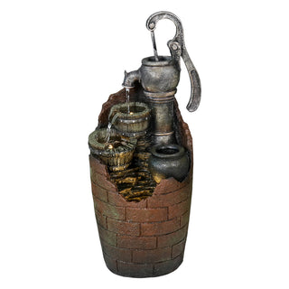 32-inch Tall Outdoor 4-Tier Barrel Pump Waterfall Fountain