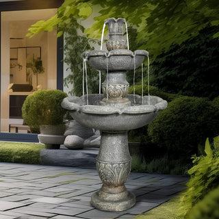 48.4" High 2‑Tier Outdoor Water Fountain with Submersible Pump
