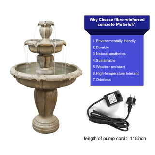 48-inch Tall Zen Modern Outdoor Fountain with Pump
