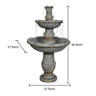 48.4" High 2‑Tier Outdoor Water Fountain with Submersible Pump