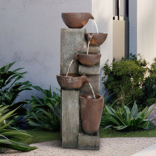 ZEN Flowing Fountain 39.7-inch Tall 5-Tier Modern Indoor/Outdoor Fountain