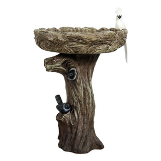 23” Tall Fibre Reinforced Concrete Birdbaths with Birds for Patio, Woodland Tree Trunk Decorative Outdoor Bird Bath for Garden,Pedestal Birdbaths for Outdoors, Garden, Patio, Lawn, Backyard