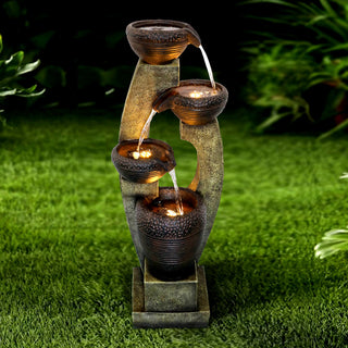 ZEN Flowing Fountain 40in Modern Indoor Waterfall Fountain w/Lights