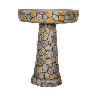 24" H Outdoor Concrete Bird Bath - 24" H * 18.8" Φ Mosaic Stone Design BirdBath Perfect for Adding Interest to Garden, Patio, Backyard, Porch and Deck