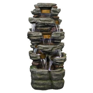 47.2-inch Tall Indoor/Outdoor 5-tier Symmetry Large Water Fountain with Pump & Cool White Light
