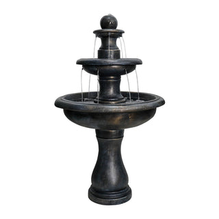 45.2inches High Outdoor Water Fountain, Concrete Outdoor Waterfall Fountain with Pump for Yard Garden Patio Backyard Deck Relaxation Decor - Black