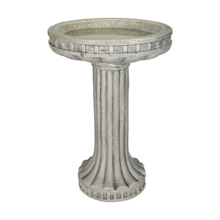 24in. Fiber Reinforced Concrete Outdoor Birdbath Stylish with Modern Pedestal for Garden, Patio, Backyard, Lawn