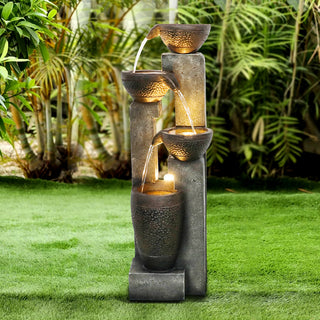 ZEN Flowing Fountain 40-inch Outdoor Garden Waterfall Fountain w/ Lights