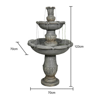 48.4" High 2‑Tier Outdoor Water Fountain with Submersible Pump