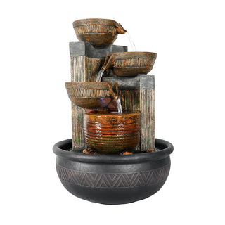 ZEN Flowing Fountain 11.4-inch Indoor Tabletop 4-tier Water Fountain