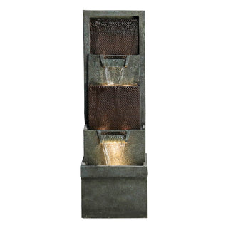 39.3'' Tall Floor Outdoor Fountains and Waterfalls with Lights Indoor Water Fountain Outdoor Modern Floor-Standing Fountain