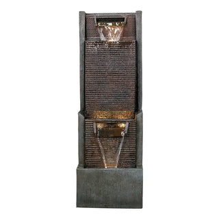 39" High Multi‑Tier Industrial Metal Patio Fountain