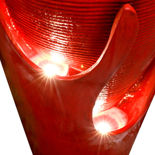 38.7-inch Tall Red Indoor/Outdoor Water Jar Fountain Tall Floor Fountain with Lights and Pump