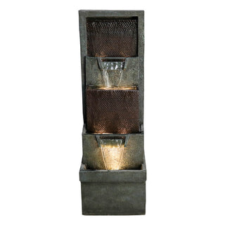 39.3'' Tall Floor Outdoor Fountains and Waterfalls with Lights Indoor Water Fountain Outdoor Modern Floor-Standing Fountain