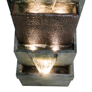 39.3'' Tall Floor Outdoor Fountains and Waterfalls with Lights Indoor Water Fountain Outdoor Modern Floor-Standing Fountain