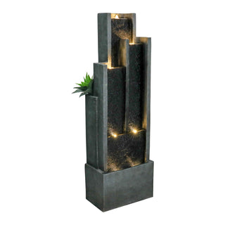 50.7" High Modern 4‑Tier Indoor/Outdoor Fountain with LED