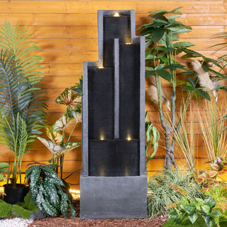 50.7" High Modern 4‑Tier Indoor/Outdoor Fountain with LED