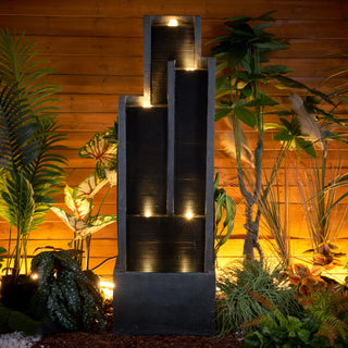 50.7" High Modern 4‑Tier Indoor/Outdoor Fountain with LED