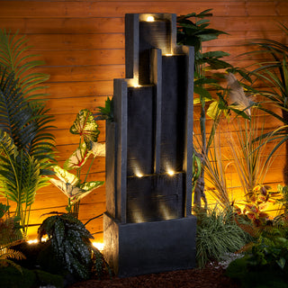50.7" High Modern 4‑Tier Indoor/Outdoor Fountain with LED