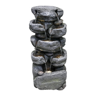 31.4-inch Tall Indoor/Outdoor Water Fountain with Warm White Light