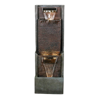 39" High Multi‑Tier Industrial Metal Patio Fountain