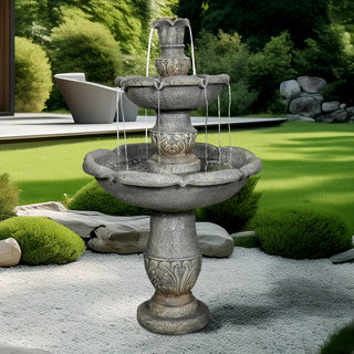48.4" High 2‑Tier Outdoor Water Fountain with Submersible Pump