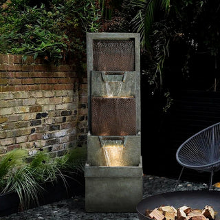 39.3'' Tall Floor Outdoor Fountains and Waterfalls with Lights Indoor Water Fountain Outdoor Modern Floor-Standing Fountain