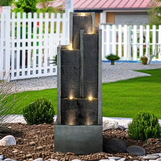 50.7" High Modern 4‑Tier Indoor/Outdoor Fountain with LED