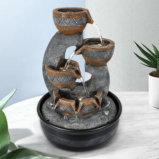 15.7-inch Tall Tabletop Water Fountain with LED Lights - Peaceful and Relaxing Water Sound