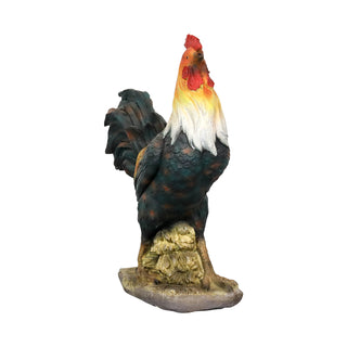 22.4-inch Concrete Rooster Garden Statue – Outdoor Yard Chicken Decoration