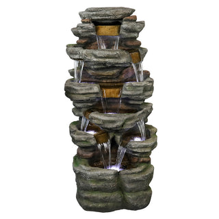 47.2-inch Tall Indoor/Outdoor 5-tier Symmetry Large Water Fountain with Pump & Cool White Light
