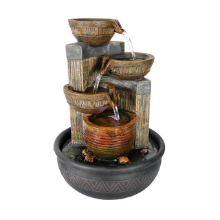 ZEN Flowing Fountain 11.4-inch Indoor Tabletop 4-tier Water Fountain