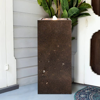 NatureFalls 23.6" Metal Indoor/Outdoor Fountain with Cutout Dandelion Design & LED Lights