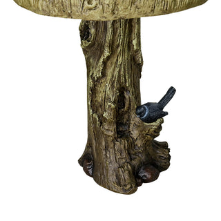 24.4” H Fibre Reinforced Concrete Outdoor Garden Bird Bath with Birds, Woodland Tree Trunk Decoration Yard Statue,Pedestal Birdbaths for Outdoors, Garden, Patio, Lawn, Backyard