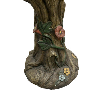 Concrete Outdoor Birdbaths -25.5 in. H Woodland Tree Trunk Yard Statue Decoration Birdbath Bird Figurines for Garden