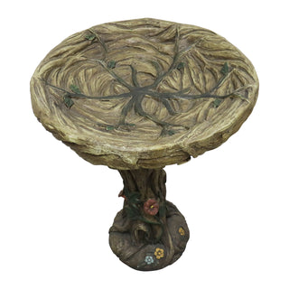 Concrete Outdoor Birdbaths -25.5 in. H Woodland Tree Trunk Yard Statue Decoration Birdbath Bird Figurines for Garden